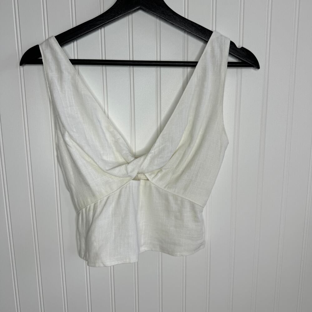 Francesca's White Plunge Crop Top XS